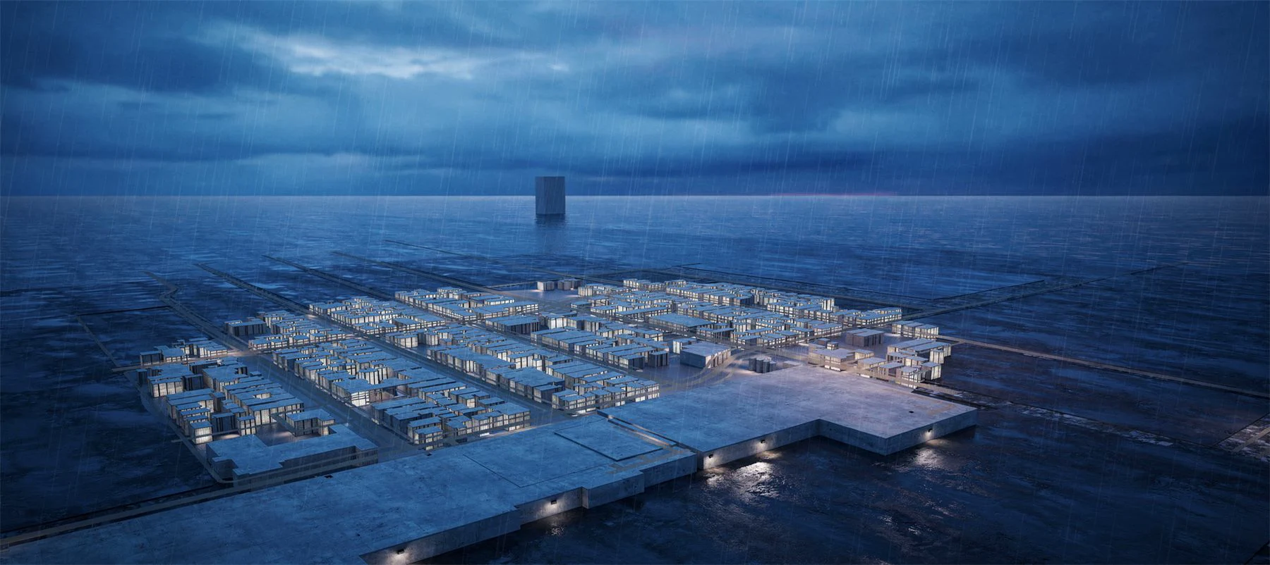 Ocean platform render generated from a 3D and material workflow