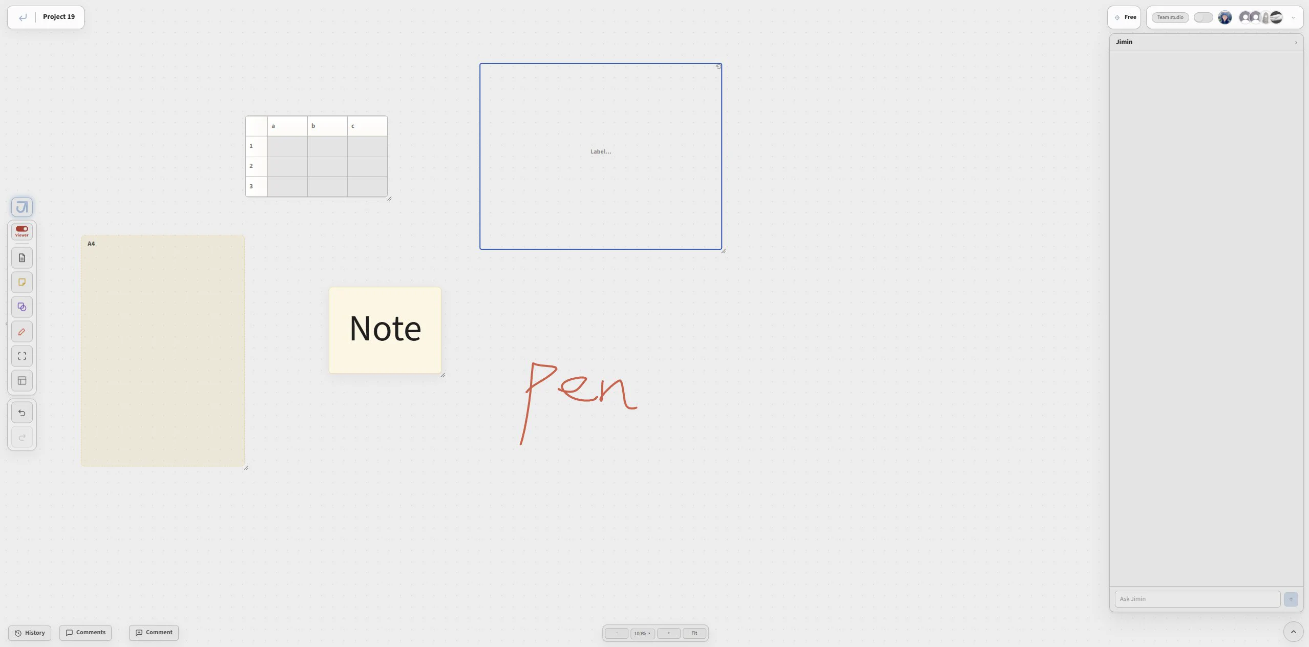 Jimin Viewer Mode canvas with review and annotation tools visible