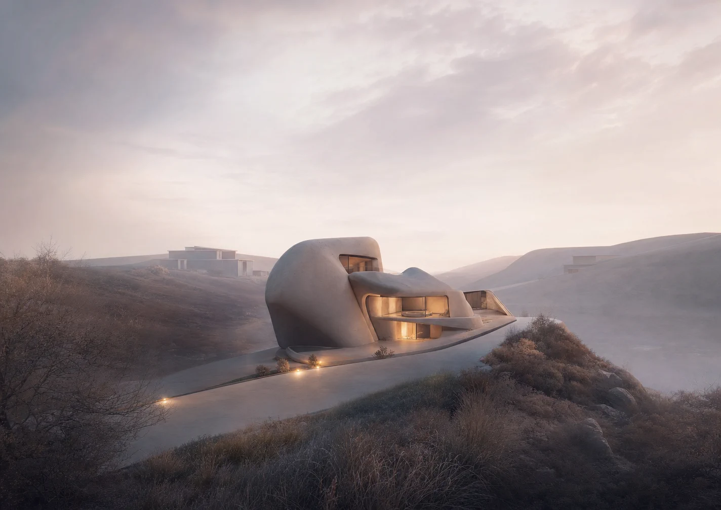 Organic hillside residence used as a video tutorial study
